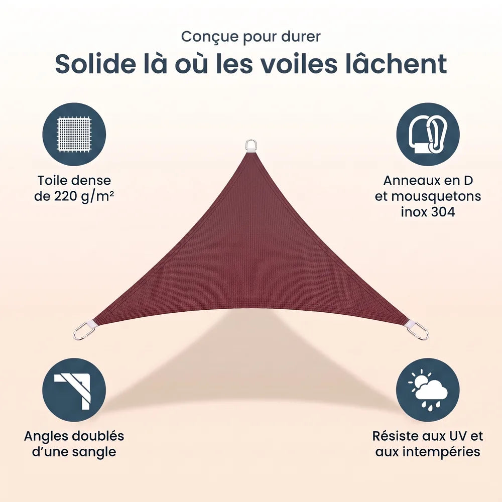 Voile d'ombrage triangulaire bordeaux