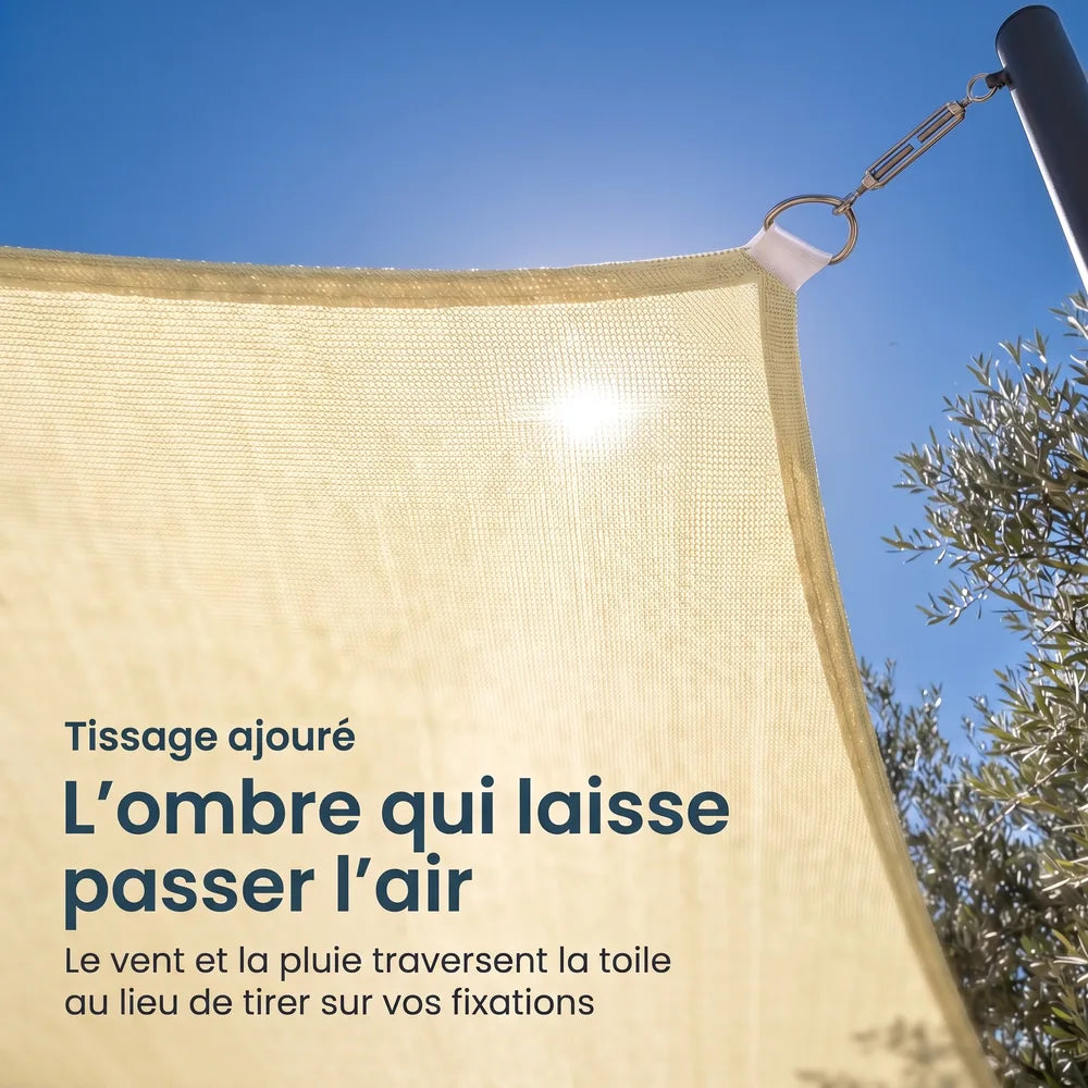 Voile d'ombrage triangulaire ivoire