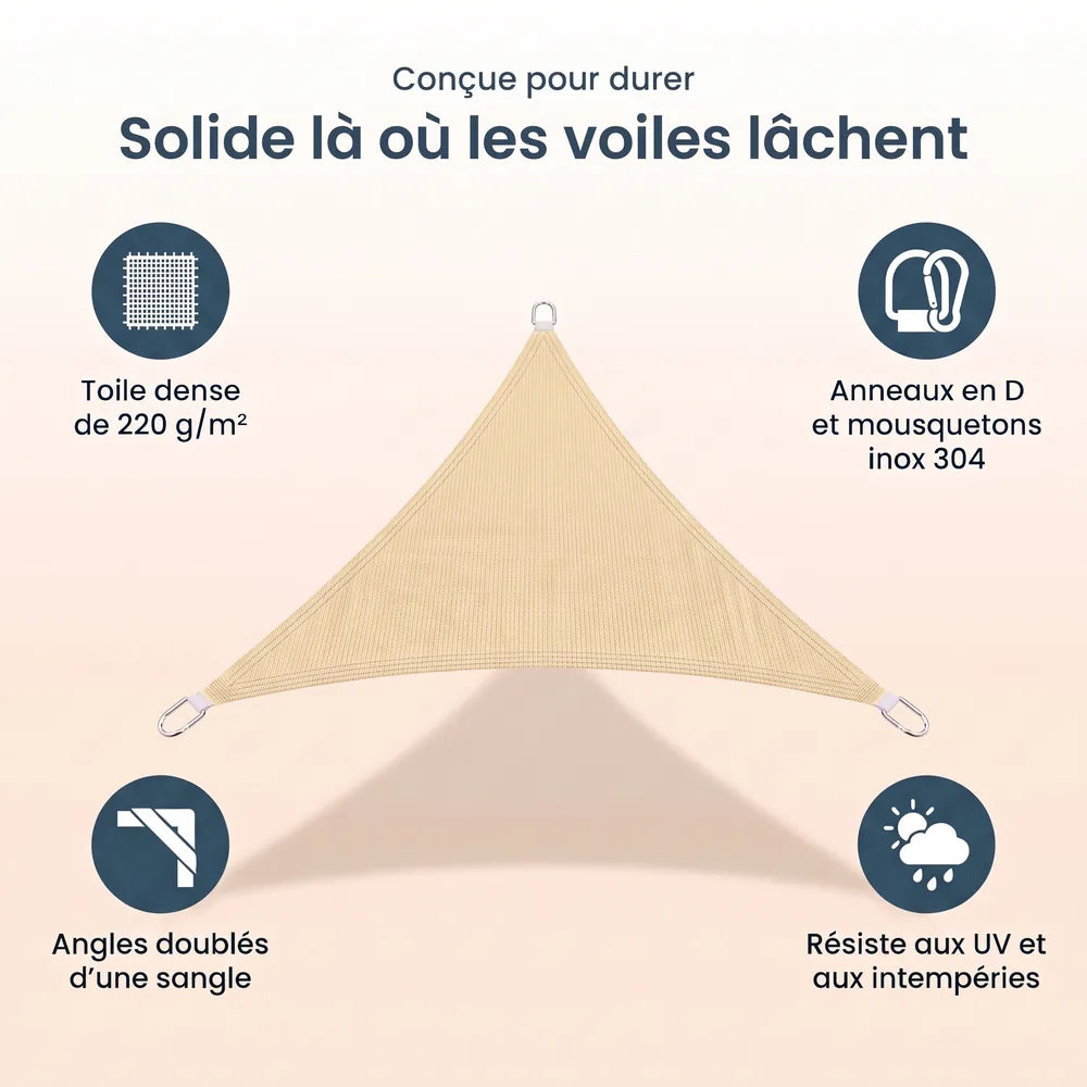 Voile d'ombrage triangulaire ivoire