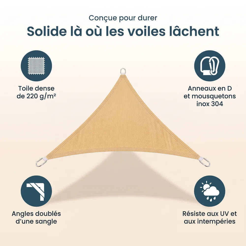 Voile d'ombrage triangulaire sable