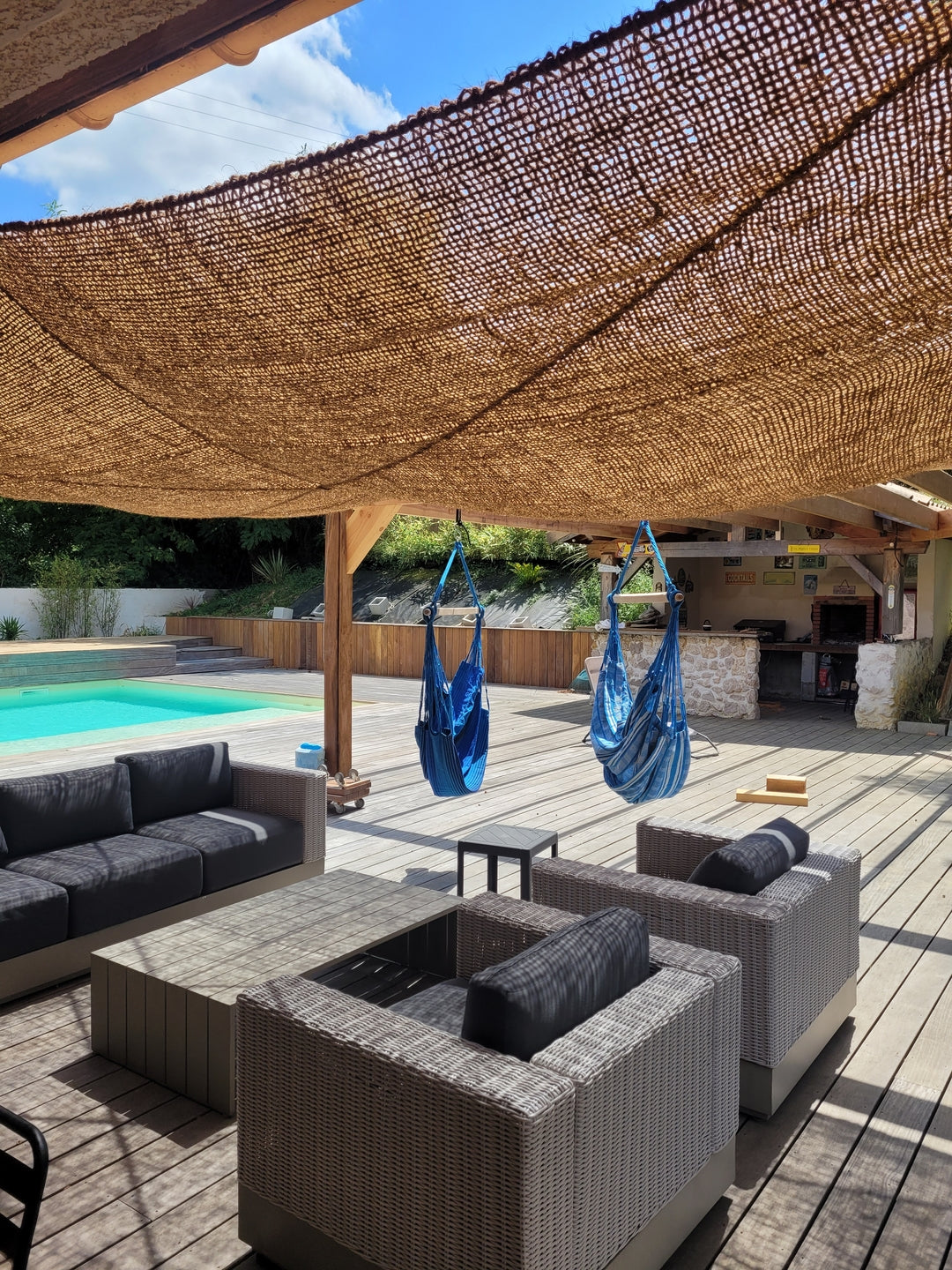 Voile d'ombrage en fibre de coco — détail de la matière