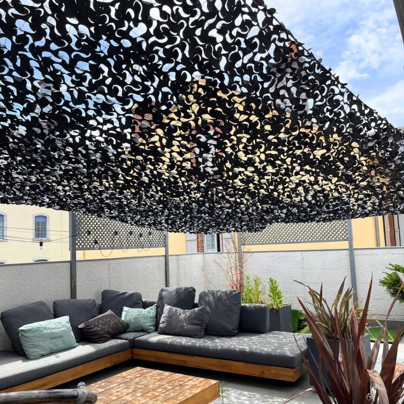 Voile d'ombrage camouflage noir