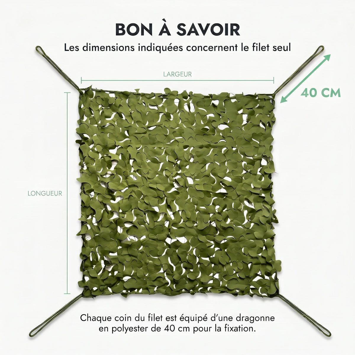 Voile d'ombrage camouflage militaire vue de dessous