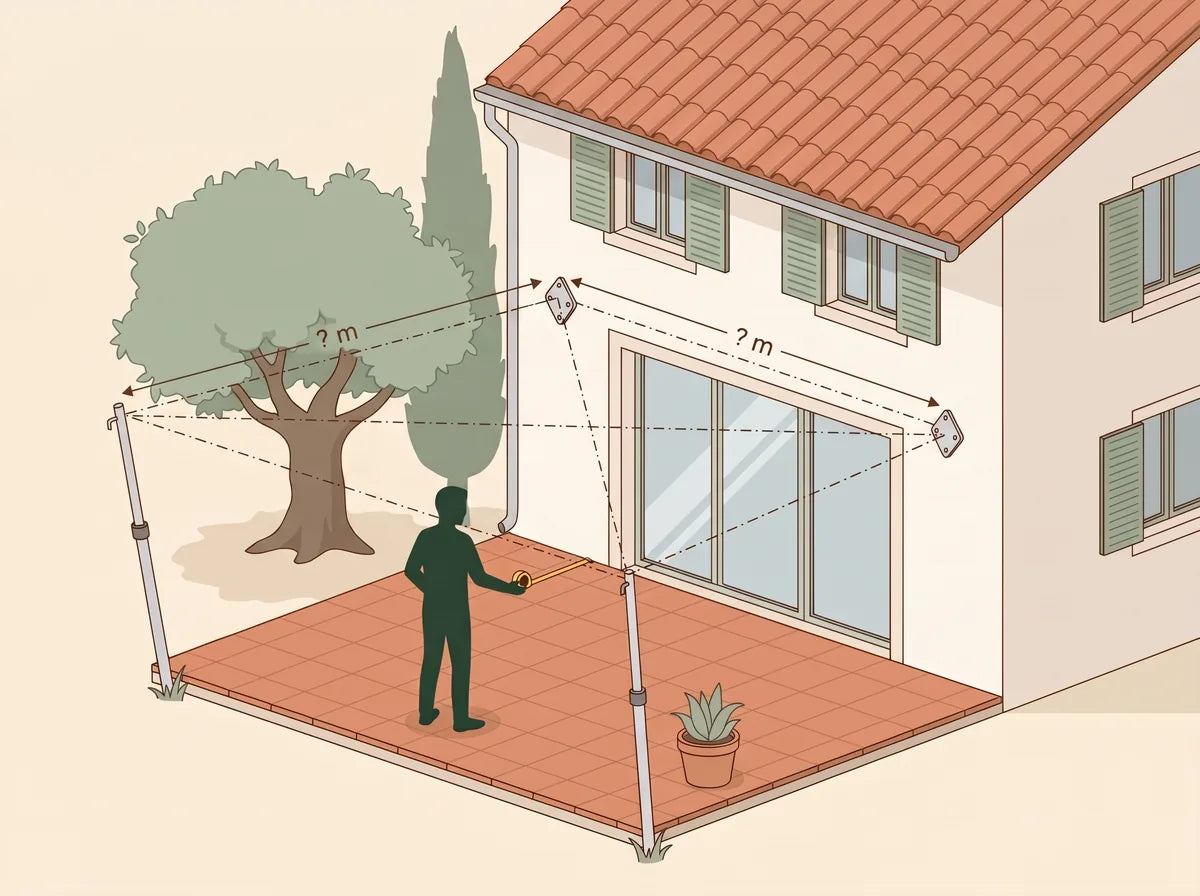 Prise de mesure entre les points d'ancrage