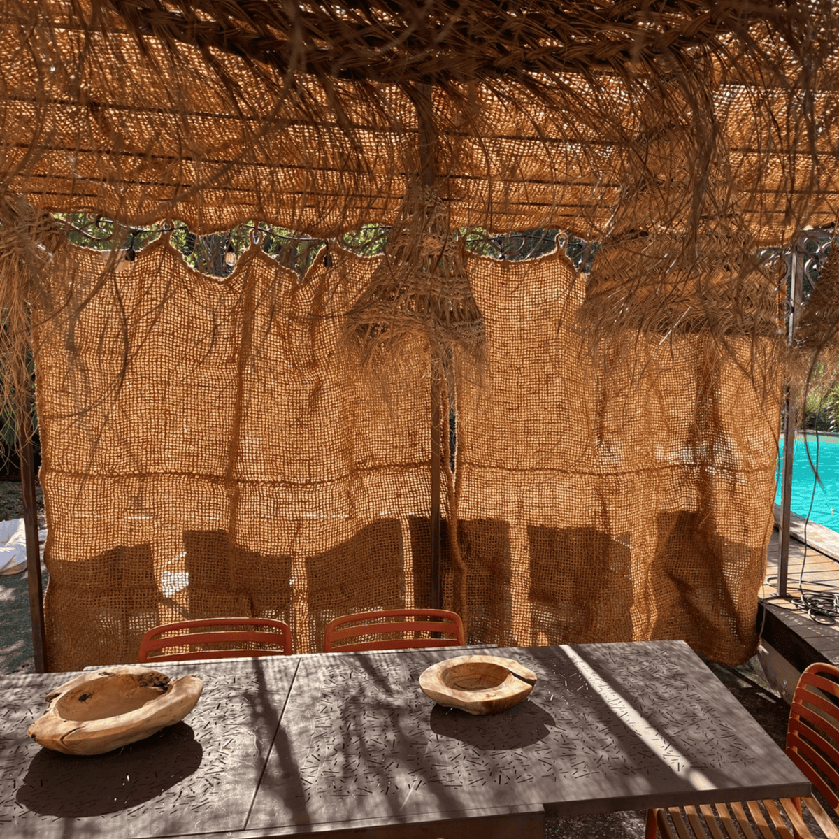 Rideau en fibre de coco vue de dessous