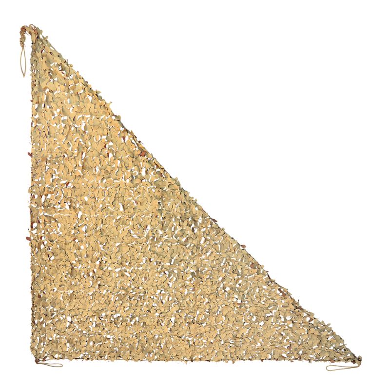 Voile d'ombrage camouflage triangulaire sable — détail de la matière