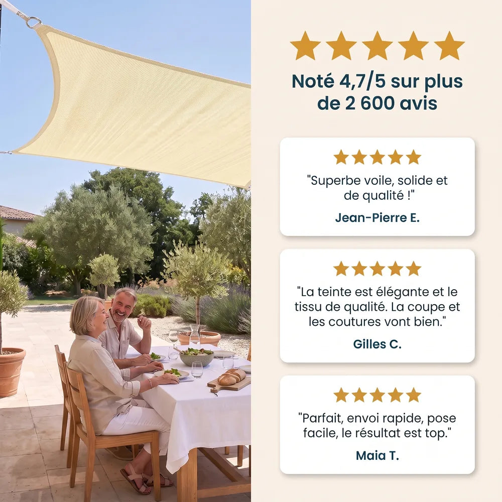 Voile d'ombrage triangulaire ivoire