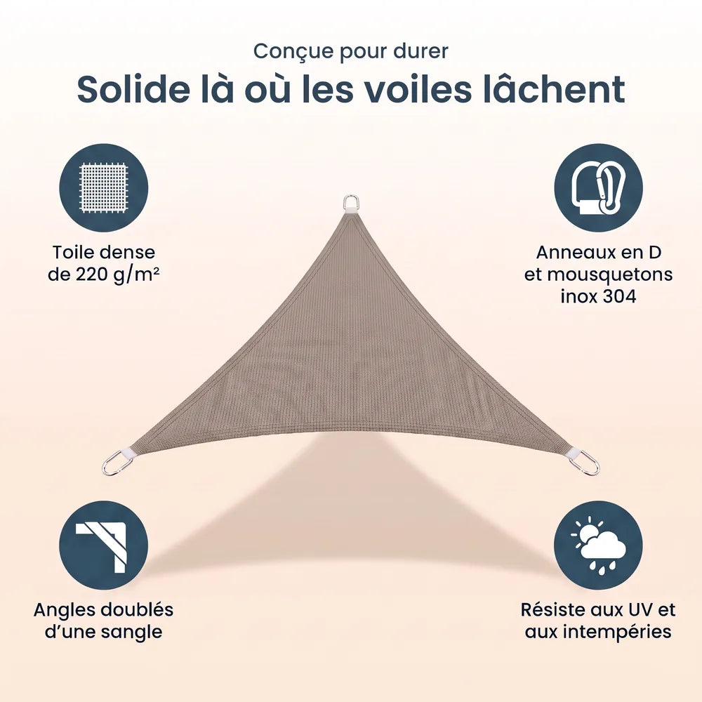 Voile d'ombrage triangulaire taupe